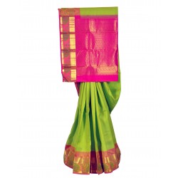 Parrot green with pink color lakshanya pattu saree 