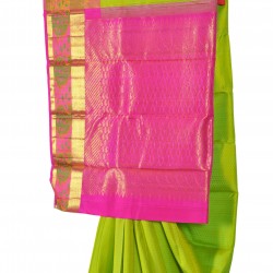 Parrot green with pink color lakshanya pattu saree 