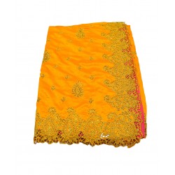 Yellow color raw silk saree 