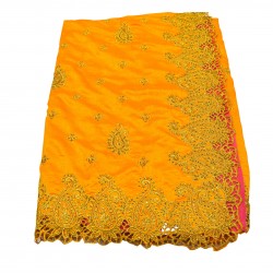 Yellow color raw silk saree 