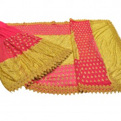 Pink with gold color raw silk saree