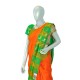 Orange with green color soft silk saree