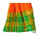 Orange with green color soft silk saree