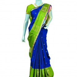 Royal blue with green color soft silk saree 