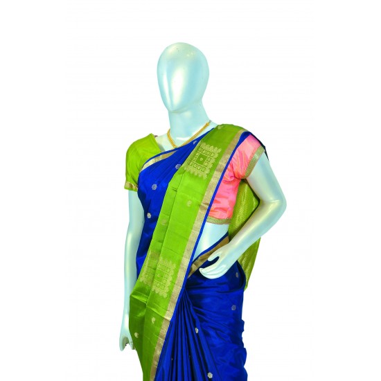 Royal blue with green color soft silk saree 