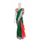 Bottle green with peach color soft silk saree 