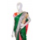 Bottle green with peach color soft silk saree 