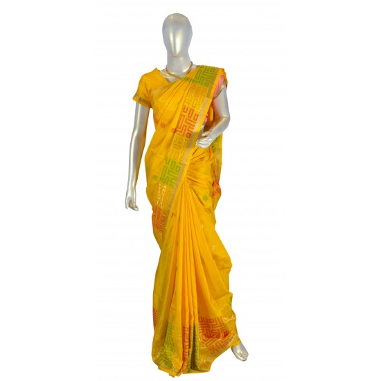 All over yellow color soft silk 