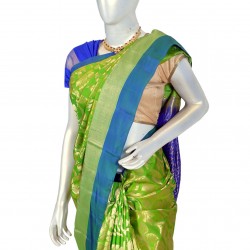 Green with blue color soft silk saree 
