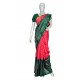 Pink with green color soft silk saree 