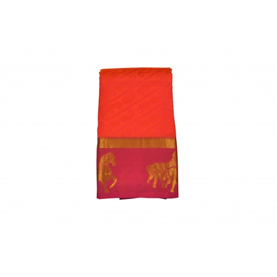 Orange with pink color soft silk saree 