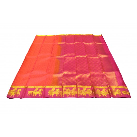 Orange with pink color soft silk saree 