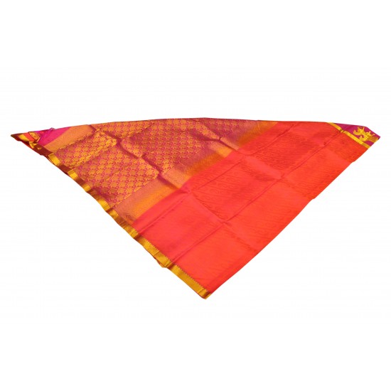 Orange with pink color soft silk saree 