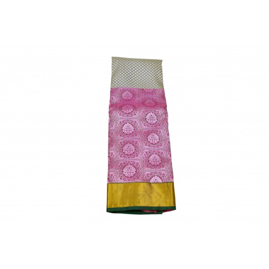 Gray with pink color soft silk saree
