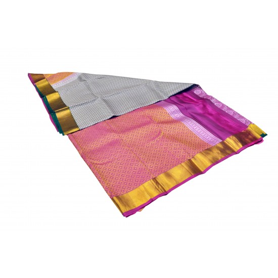 Gray with pink color soft silk saree