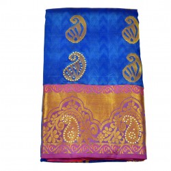 Royal blue with pink color soft silk saree 