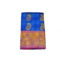 Royal blue with pink color soft silk saree 