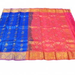 Royal blue with pink color soft silk saree 