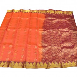 Peach with violet color soft silk saree 