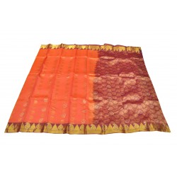 Peach with violet color soft silk saree 