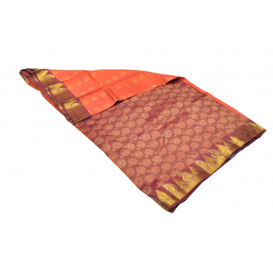 Peach with violet color soft silk saree 