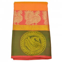 Orange color pure kanchipuram silk saree