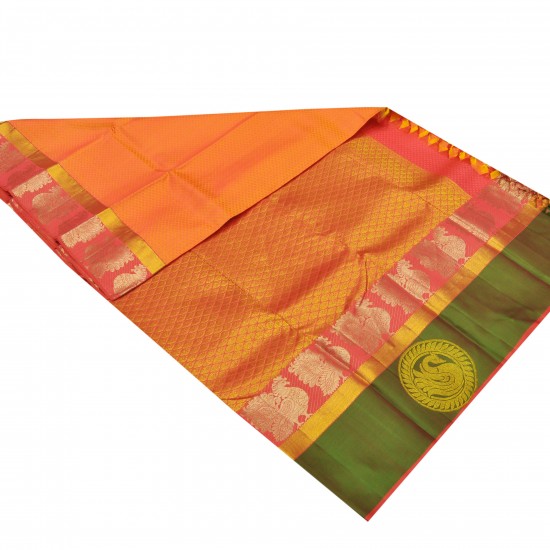 Orange color pure kanchipuram silk saree