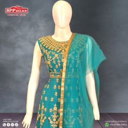 Cerulean blue anarkali