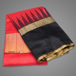 Red With Black Color Jute Silk Saree