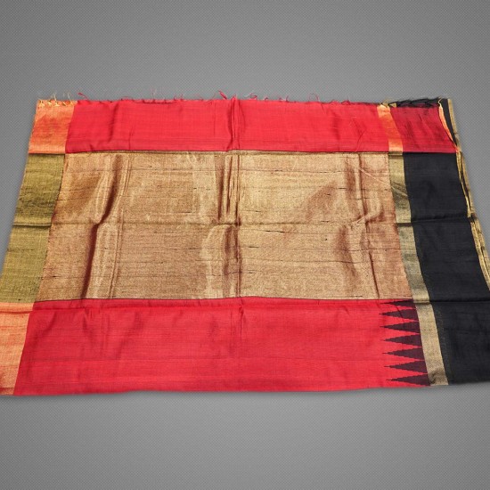 Red With Black Color Jute Silk Saree