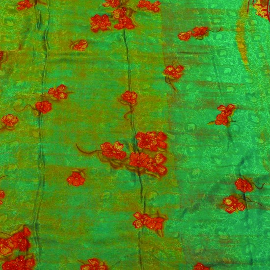 Green color jute silk saree