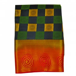 Green with red color jute silk
