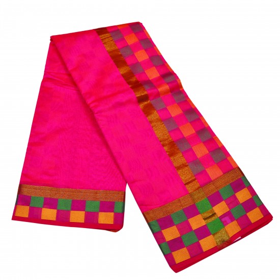 Pink color jute cotton saree