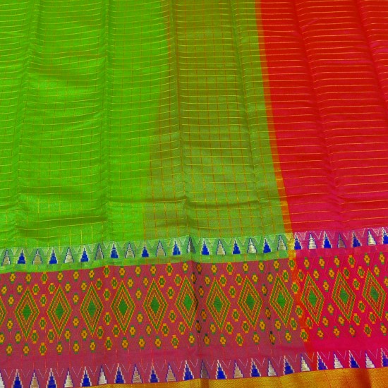 Parrot green color jute silk sarees