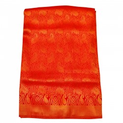 Orange color jute silk saree