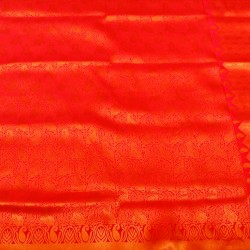 Orange color jute silk saree