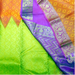 Pure Yellow With Green color bridal silk saree