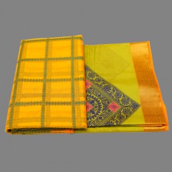 Yellow Color Manipuri Cotton Saree