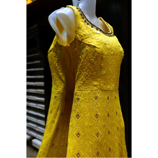 Yellow colour salwar  wedding frock