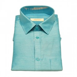 Sky Blue Colour Silk Cotton Shirt 