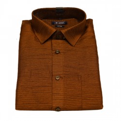 Dark Brown Colour Silk Cotton Shirt.