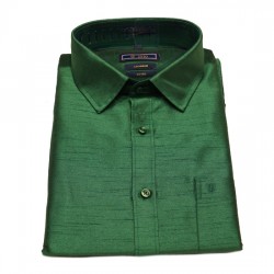 Dark Green Colour Silk Cotton Shirt.