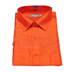 Dark Orange Colour Silk Cotton Shirt