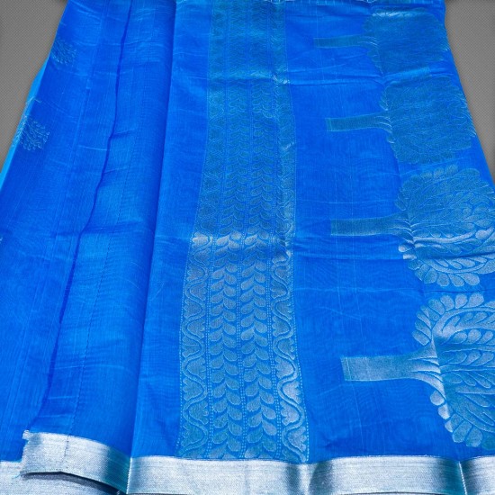 Buy Teal & Blue - Silk Cotton Saree online | Silk Cotton from ShrusEternity