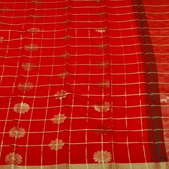 Red color silk cotton saree