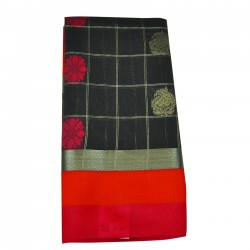 Black with red color silk cotton saree