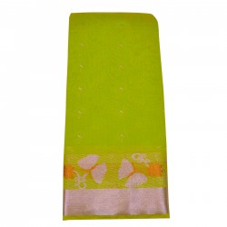 Parrot green color silk cotton saree 