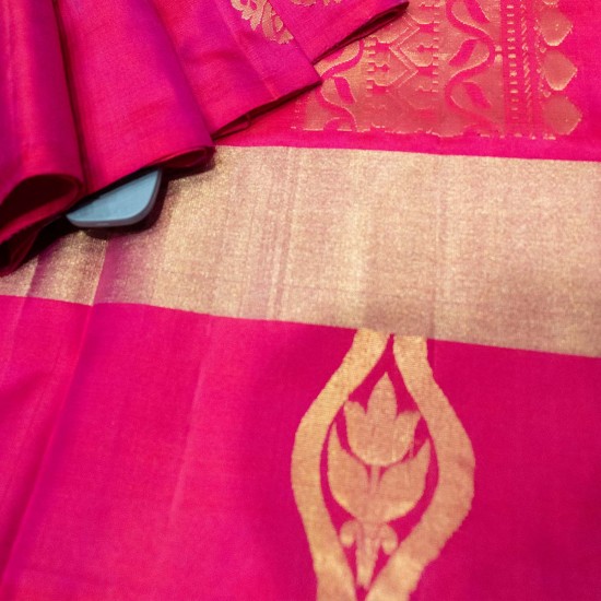 Ghazai Plain Pink Saree - Saree Blouse Patterns