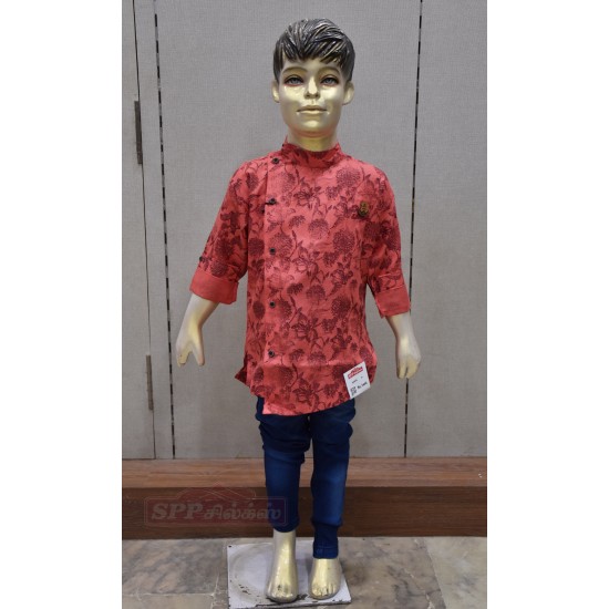 Strawberry color Floral designed Kurta shirt