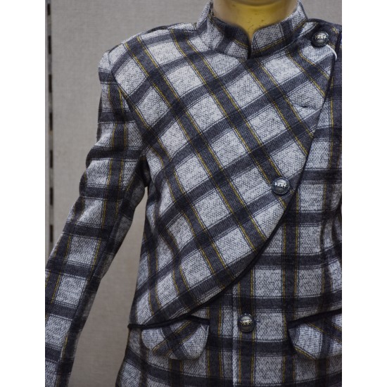 Grey color Checked Design Party Wear